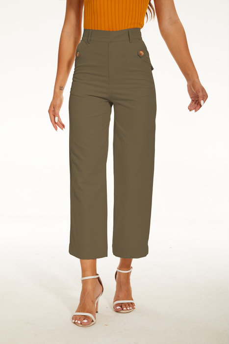 Comfy Stretch Twill Cropped Wide Leg Pant