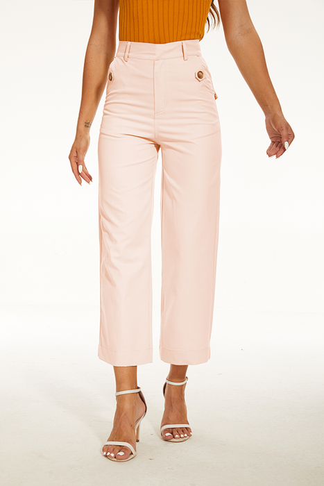 Stretch Twill Cropped Wide Leg Pant