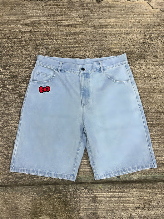 Kitty Embroidered Denim Shorts