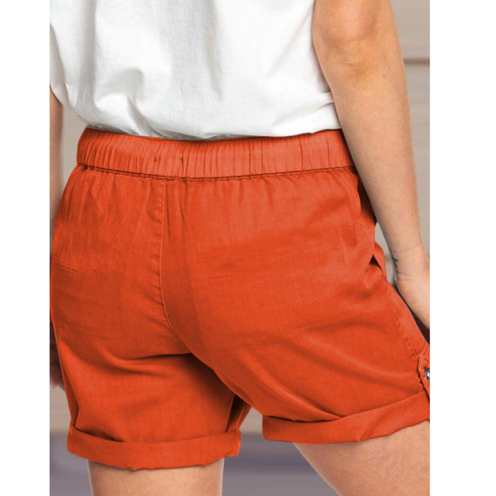 Solid Color Straight Leg Casual Shorts