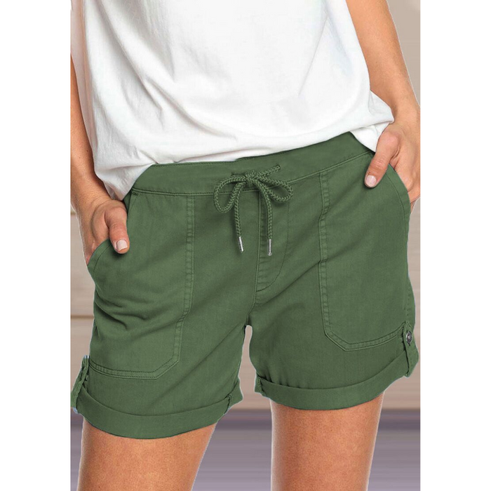 Solid Color Straight Leg Casual Shorts