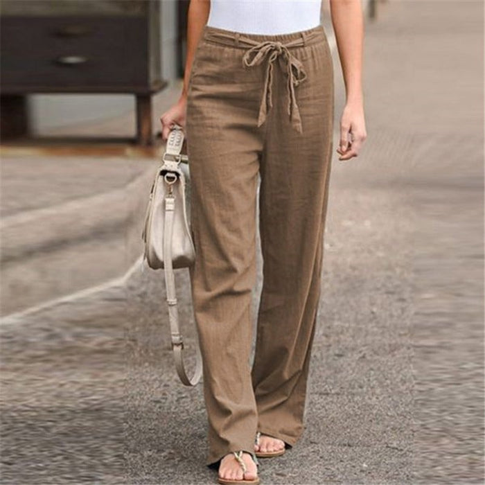 Loose Waist With Belt Wide Leg Pants