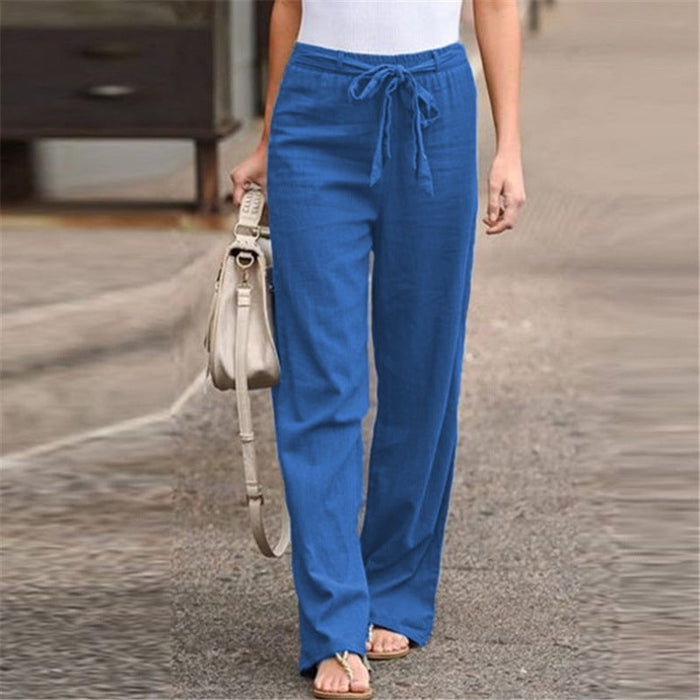 Loose Waist With Belt Wide Leg Pants