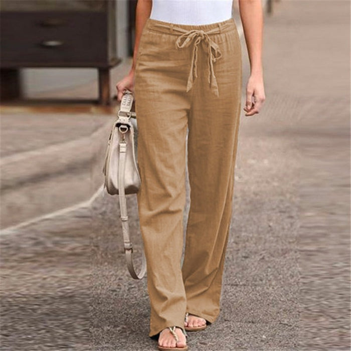 Loose Waist With Belt Wide Leg Pants