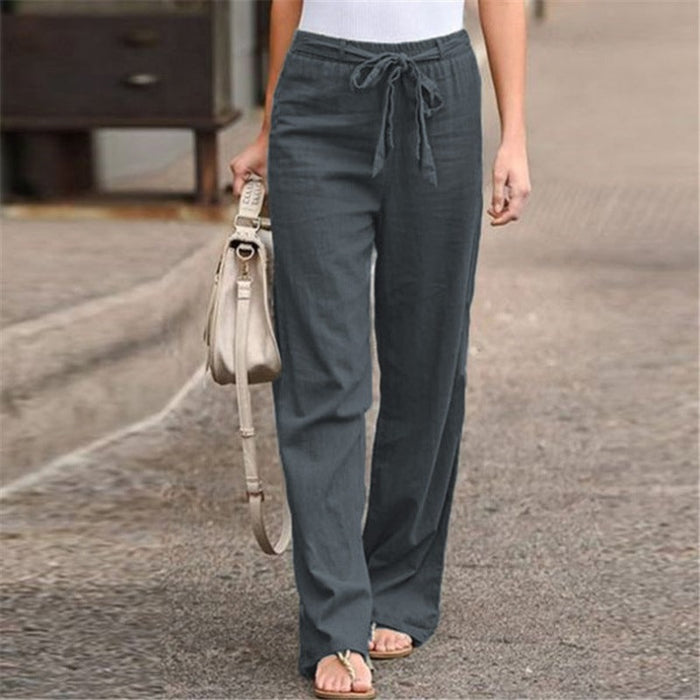 Loose Waist With Belt Wide Leg Pants