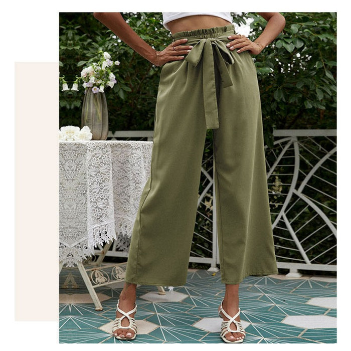 Flared Casual Pants With Floral Bracts