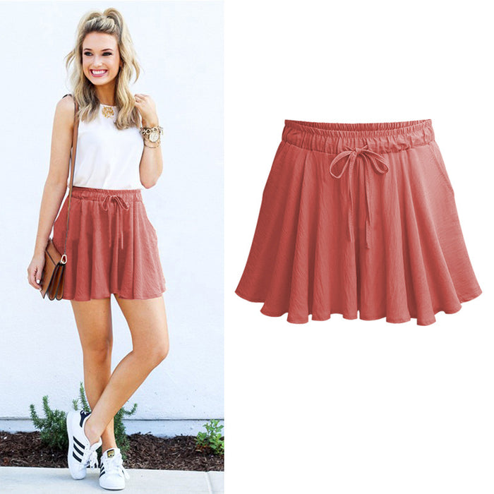 High Waist Drawstring Elastic Shorts