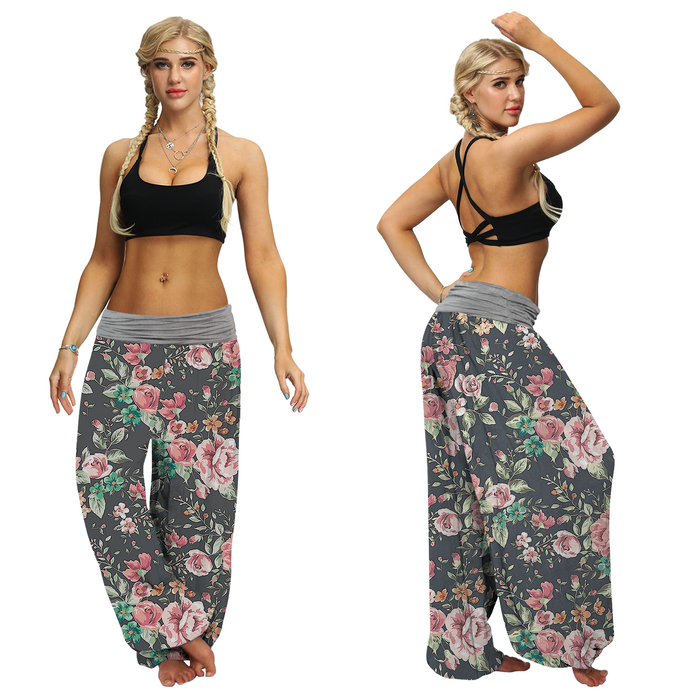 Chrysanthemum Floral Baggy Harem Pants