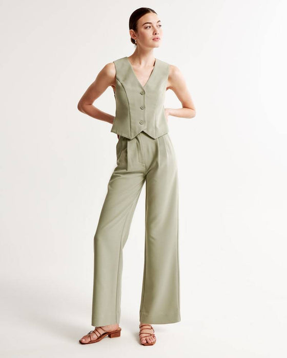 Summer 2023 Icy Tailored Crepe Wide-Leg Pants